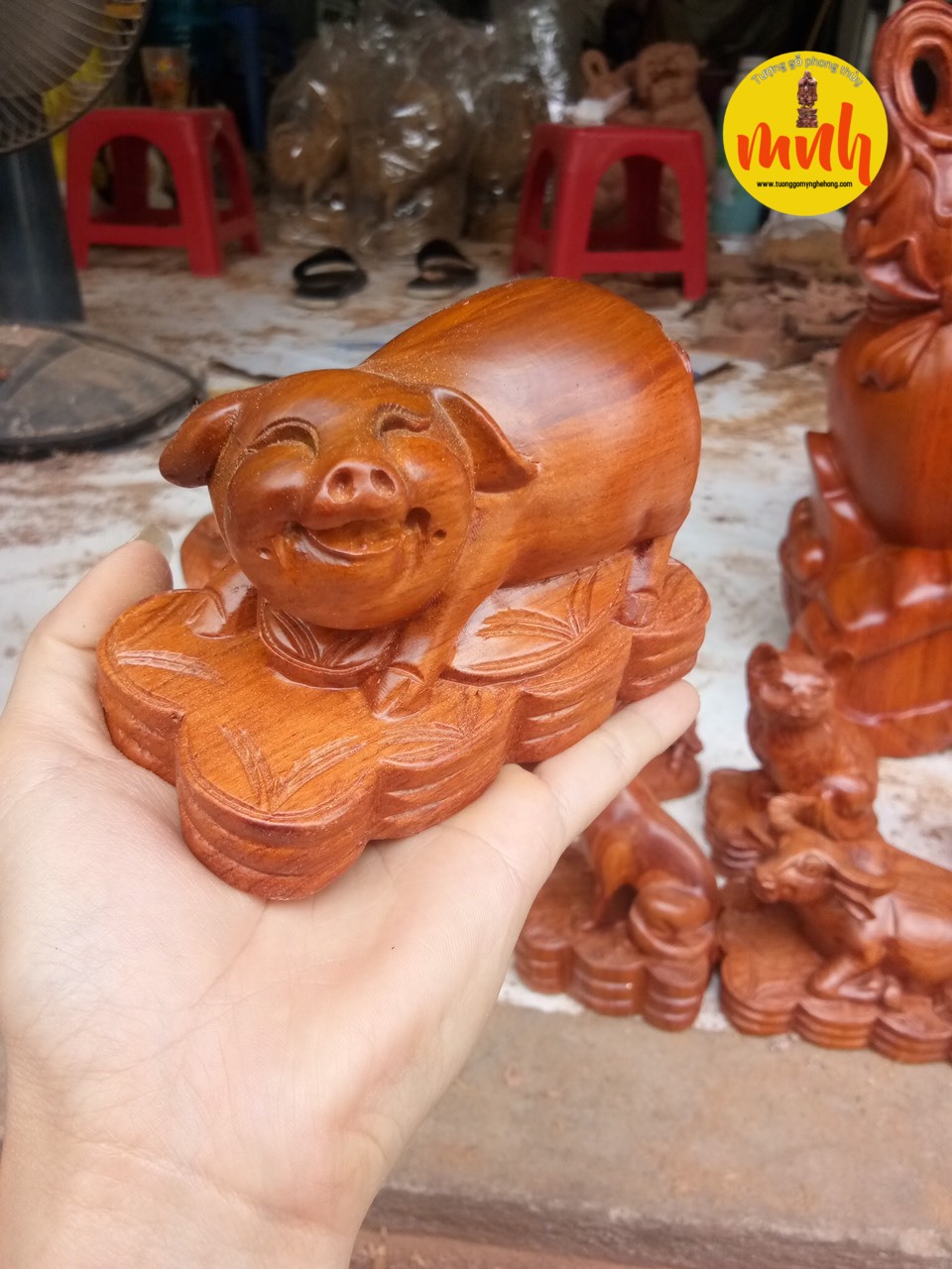 Bộ Tượng 12 Con Giáp Gỗ Hương Đá